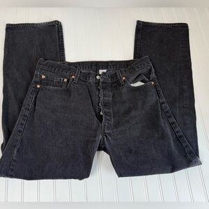 Levi's 501 Black Straight Denim Jeans Men 36x32 Strauss WPL 423 Button Fly. 765
